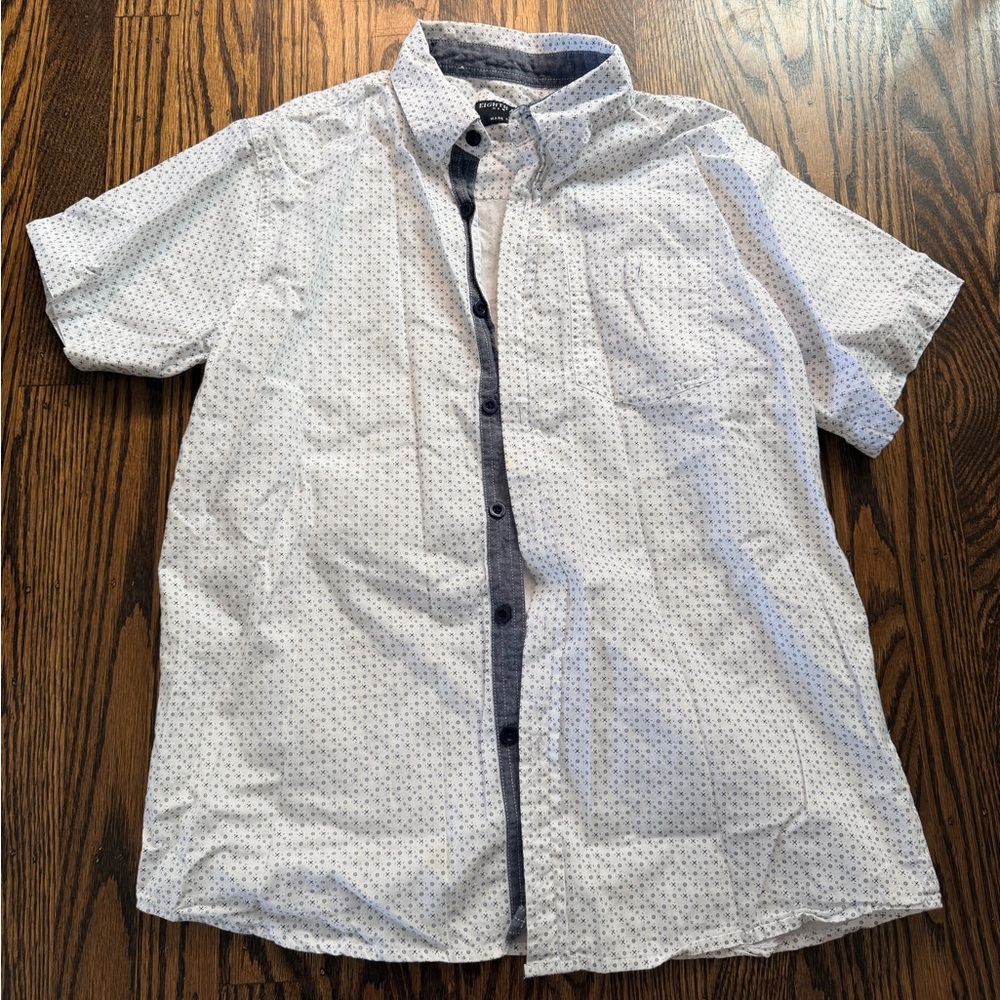 Eighth Avenue White Polka Dot button down Shirt 16